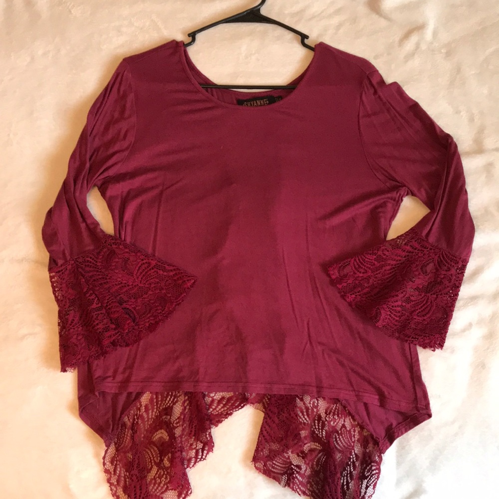 Burgundy Blouse with Open back